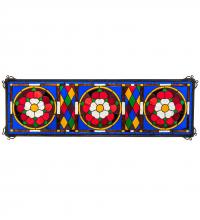 Meyda White 232860 - 33" Wide X 10" High Tudor Trio Stained Glass Window