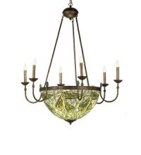 Meyda White 49092 - 35"W Lotus Bud 6 Arm Inverted Chandelier