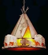 Meyda White 50162 - 72"W Teepee w/ Buffalo Pendant