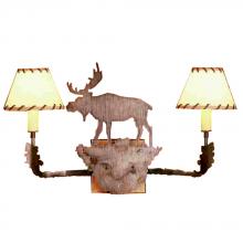 Meyda White 50615 - 20"W Moose 2 LT Rawhide Wall Sconce