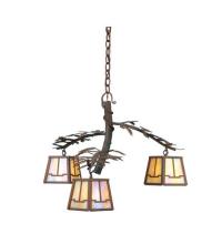 Meyda White 67905 - 28" Wide Pine Branch Valley View 3 Light Chandelier