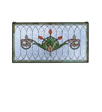 Meyda White 68018 - 36"W X 19"H Tulip & Fleurs Stained Glass Window