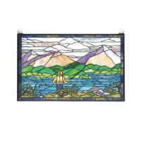 Meyda White 73649 - 30"W X 19"H Fly Fishing Stained Glass Window