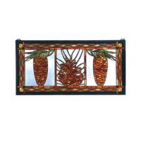 Meyda White 81470 - 36" Wide X 18" High Pinecone Stained Glass Window